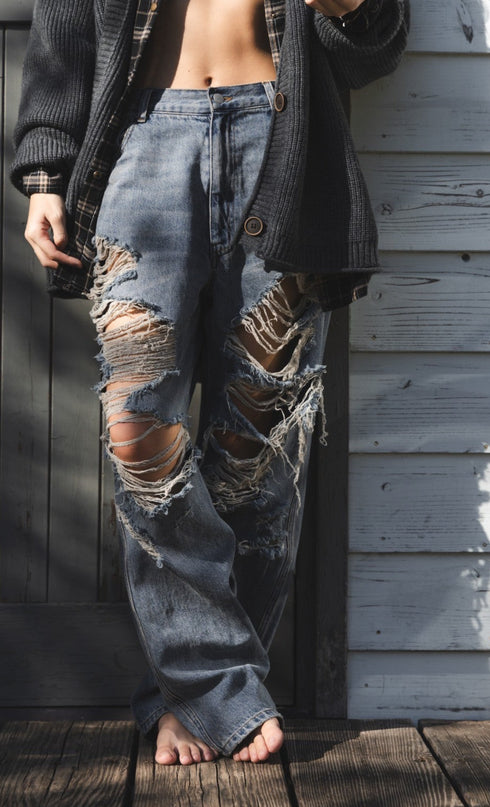 オーバークラッシュデニム